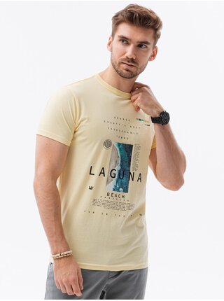 Tričká s krátkym rukávom pre mužov Ombre Clothing - žltá