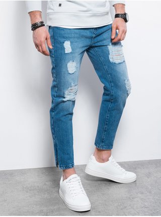 Modré pánske rifľové nohavice Ombre Clothing P1028