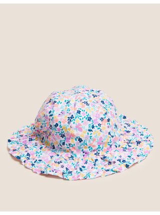 Dětský klobouk proti slunci s květovaným vzorem z čisté bavlny (0–6 let) Marks & Spencer vícebarevná