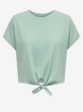 Svetlozelené rebrované tričko so zaväzovaním ONLY Emma