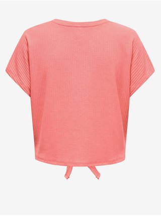 Koralové rebrované tričko so zaväzovaním ONLY Emma