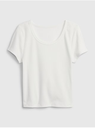 Bílé holčičí tričko GAP Teen žebrované