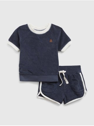 Tmavomodrý detský froté set tričko a šortky GAP