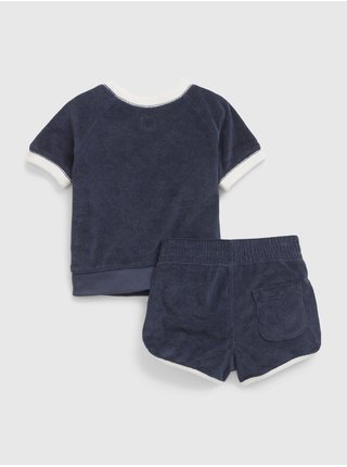 Tmavě modrý dětský froté set tričko a kraťasy GAP