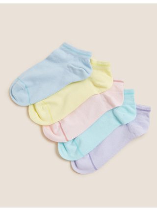 Třpytivé nízké ponožky s vysokým podílem bavlny, sada 5 párů Marks & Spencer vícebarevná