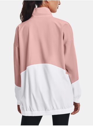 Růžová dámská bunda Under Armour Woven FZ Oversized Jacket 