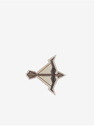 Hnědo-béžová dřevěná brož s motivem střelce BeWooden Sagittarius Brooch