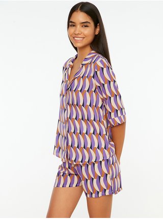 Fialové vzorované pyžamo Trendyol