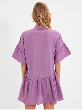 Fialové košeľové šaty Trendyol