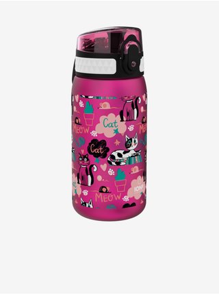 Tmavě růžová dětská lahev Ion8 One Touch Kids Cats (350 ml)