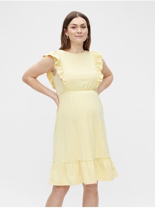 Světle žluté těhotenské šaty s výstřihem na zádech Mama.licious Roberta