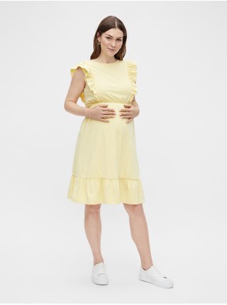 Světle žluté těhotenské šaty s výstřihem na zádech Mama.licious Roberta