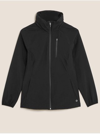 Nepromokavá bunda na zip s kapucí Marks & Spencer černá