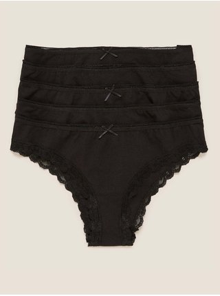 Brazilské kalhotky z bavlny s lycrou®, 5 ks v balení Marks & Spencer černá