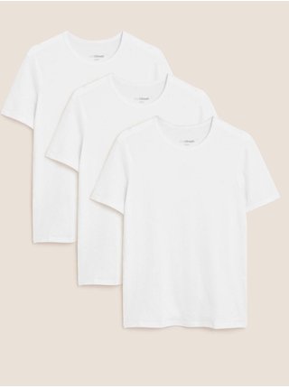 Sada troch bielych pánskych tričiek pod košeľu s technológiou Cool & Fresh™ Marks & Spencer