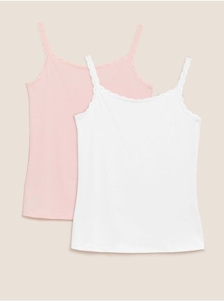 Sada dvou dámských tílek v bílé a růžové barvě  Marks & Spencer 