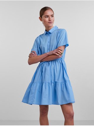 Modré krátké košilové šaty Pieces Valdine