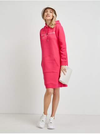 Růžové mikinové šaty s kapucí Tommy Hilfiger