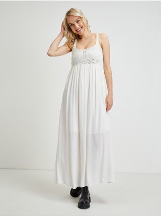 Biele maxi šaty s ozdobným detailom CAMAIEU
