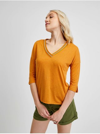 Oranžové tričko s tříčtvrtečním rukávem CAMAIEU
