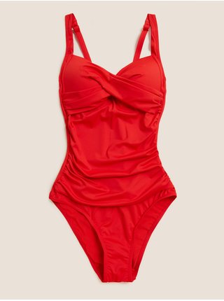 Červené riasené plavky Marks & Spencer