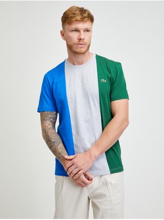 Zeleno-modro-šedé pánské tričko Lacoste