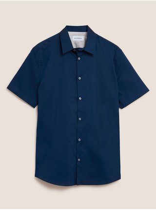 Košile s vysokým podílem bavlny, úzký střih Marks & Spencer námořnická modrá