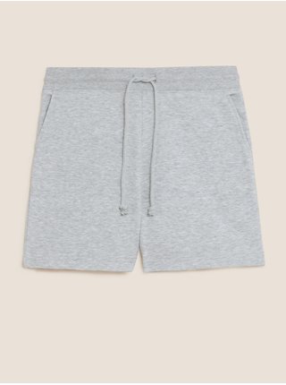 Žerzejové šortky s vysokým pasem a vysokým podílem bavlny Marks & Spencer šedá