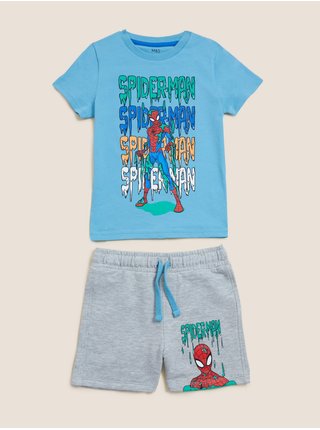 Dvoudílný outfit topu a spodního dílu Spider-Man™ s vysokým podílem bavlny (2–7 let) Marks & Spencer vícebarevná