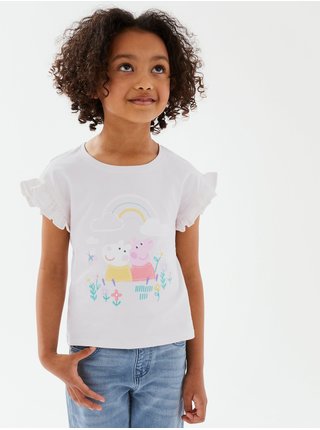 Tričko s motivem Prasátko Peppa™, z čisté bavlny (2–7 let) Marks & Spencer bílá