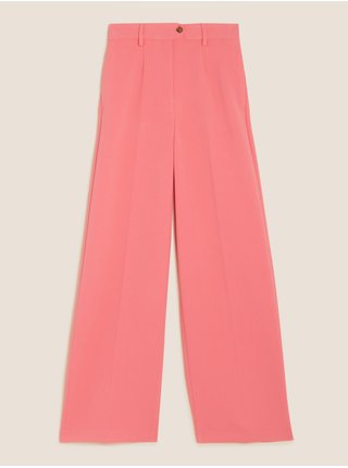 Krepové kalhoty s širokými nohavicemi Marks & Spencer růžová