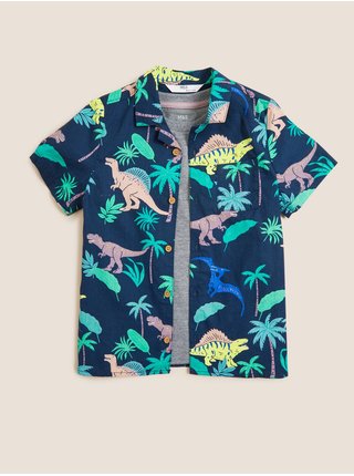 Košile a tričko s motivem dinosaura, z čisté bavlny (2–7 let) Marks & Spencer námořnická modrá