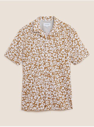 Košile s květinovým vzorem a vysokým podílem bavlny Marks & Spencer žlutá