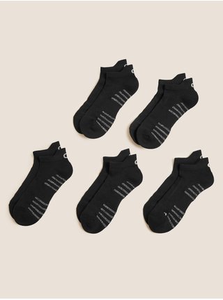 5 párů sportovní ponožek Freshfeet™ s šikmými pruhy a vysokým podílem bavlny Marks & Spencer černá