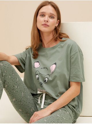 Pyžamová souprava s vysokým obsahem bavlny a motivem Bambi™ Marks & Spencer zelená
