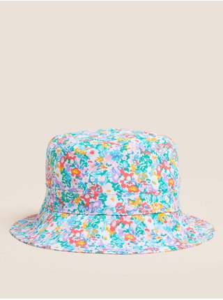 Květovaný klobouk typu „bucket“ z čisté bavlny Marks & Spencer smetanová