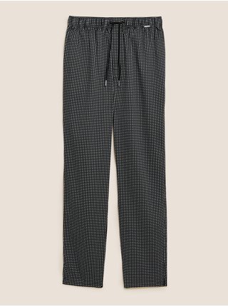 Puntíkované pyžamové kalhoty s vysokým podílem bavlny Marks & Spencer černá