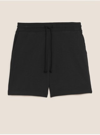 Žerzejové šortky s vysokým pasem a vysokým podílem bavlny Marks & Spencer černá