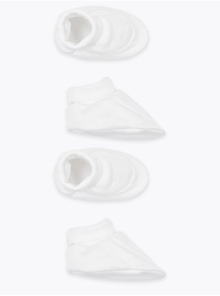 Capáčky z čisté bavlny, 2 ks v balení (0–12 měsíců) Marks & Spencer bílá