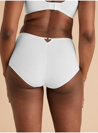 Obepínající vyšívané kalhotky do pasu Marks & Spencer bílá