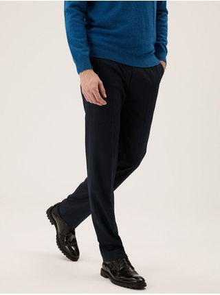 Hladké kalhoty se strečem, mírně projmutý střih Marks & Spencer námořnická modrá