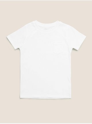 Jednofarebné tričko z organickej bavlny (2-7 rokov) Marks & Spencer biela