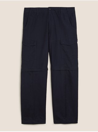 Trekingové kapsáčové nohavice normálneho strihu so zapínaním na zips Marks & Spencer námornícka modrá