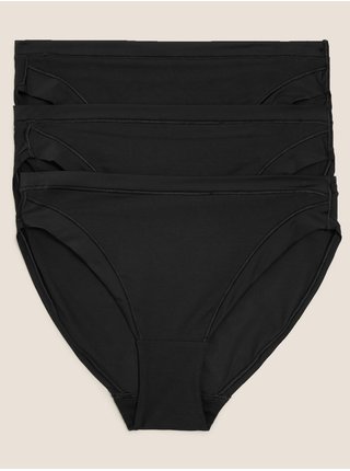 Vysoko strihané nohavičky Flexifit™ z modalu, 3 ks Marks & Spencer čierna
