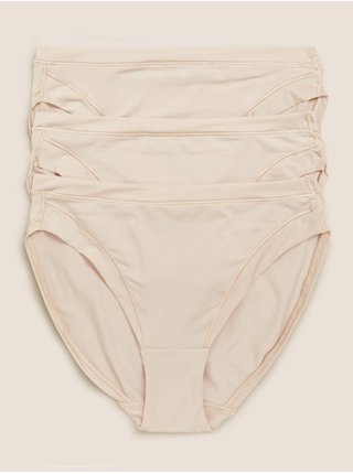 Vysoce střižené kalhotky Flexifit™ z modalu, 3 ks Marks & Spencer béžová