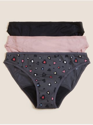 Vysoce savé menstruační bikinové kalhotky, 3 ks Marks & Spencer šedá