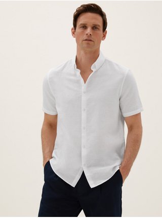 Košile s vysokým podílem lnu Marks & Spencer bílá