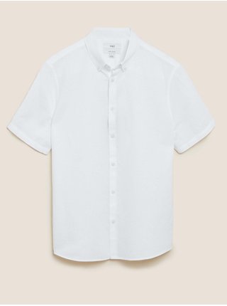 Košile s vysokým podílem lnu Marks & Spencer bílá