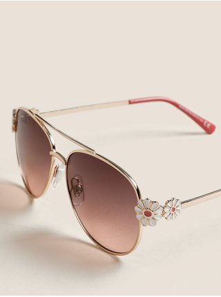 Dětské sluneční brýle pilotky se sedmikráskami Marks & Spencer růžová