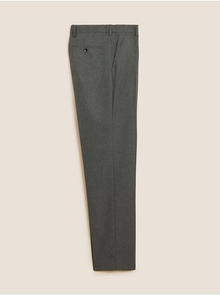 Hladké kalhoty pro velkou a vysokou postavu, normální střih Marks & Spencer šedá